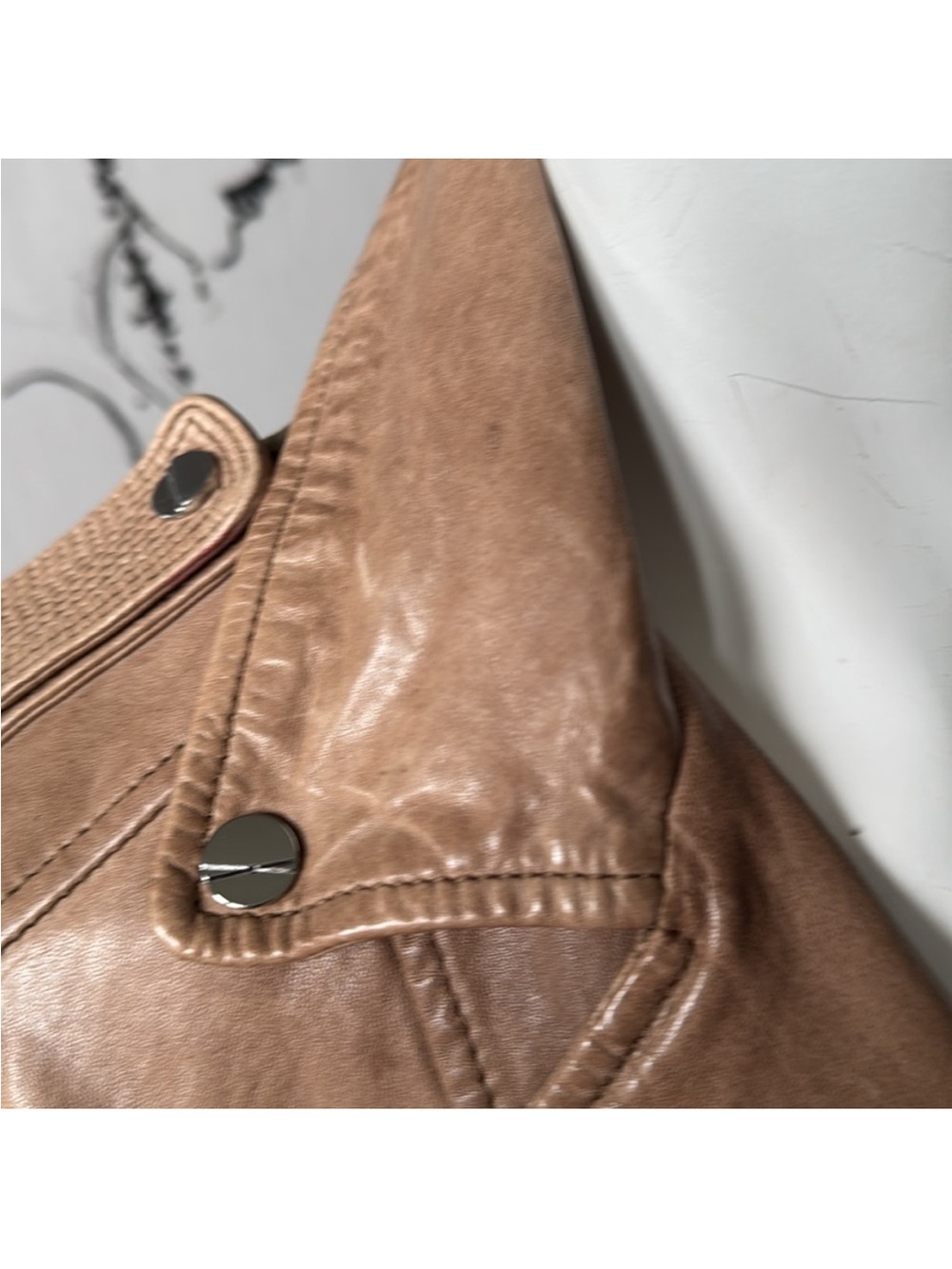 Women’s Lamarque Tan Leather Moto Jacket - Picture 14 of 14